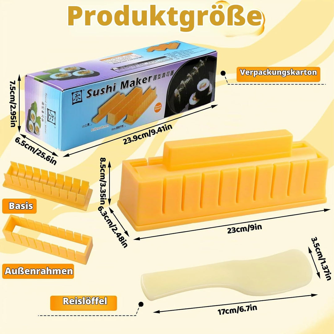 4 Stück Sushi Maker Set,Gelb DIY Sushi Form,Anfänger Sushimaker Set Zum Selber Machen,Einfache Versi