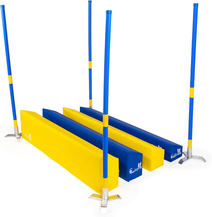 Callieway® Agility Soft-Weitsprung "SOSPIRI" - FCI konform (gelb/blau) inkl. 4 Ecksteher (blau) Gelb