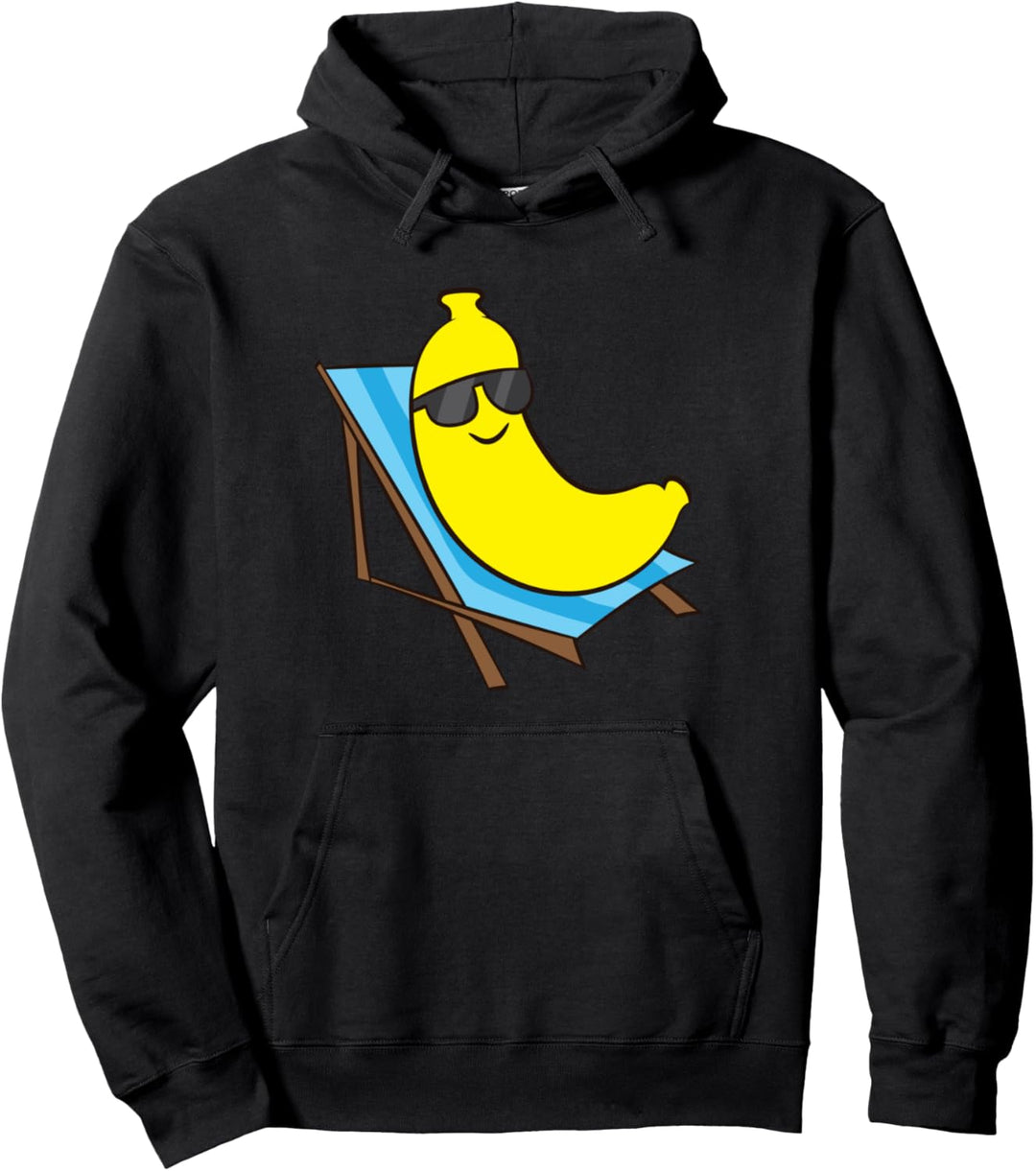Banane mit Sonnenbrille auf Liegestuhl Früchte Banane Pullover Hoodie