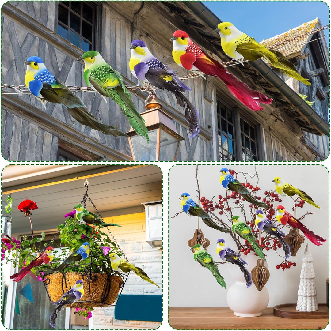 Yunyige Deko Vögel,Deko Vögel mit Clip,Dekos Vögels mit Federn,10 Stück Dekovögel zum Aufhängen,Mini