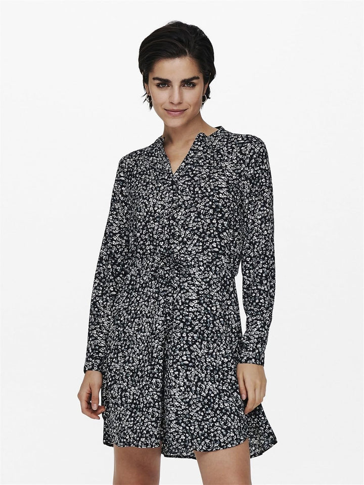 ONLY Damen Onlcory L/S V-Neck Tunic WVN Noos Tunika XS Black / Maria White Grey Disty, XS Black / Ma