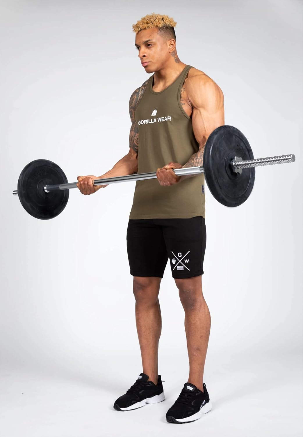 Gorilla Wear - Carter Stretch Tank Top - schwarz - Bodybuilding Sport Alltag Freizeit mit Logo Aufdr