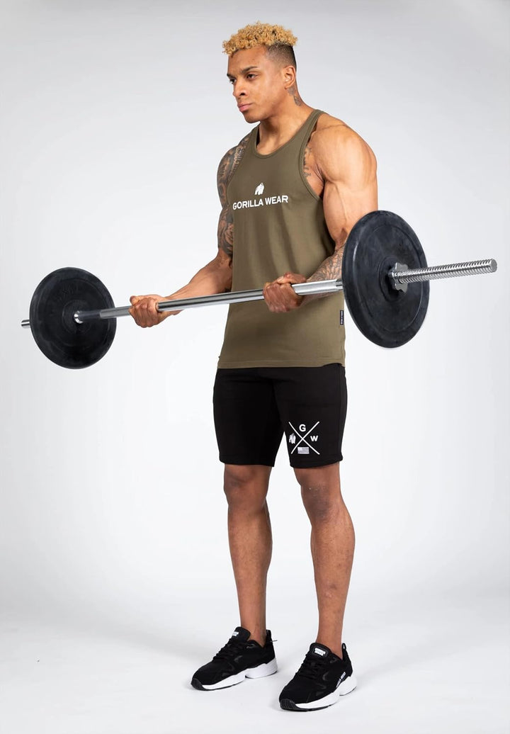 Gorilla Wear - Carter Stretch Tank Top - schwarz - Bodybuilding Sport Alltag Freizeit mit Logo Aufdr