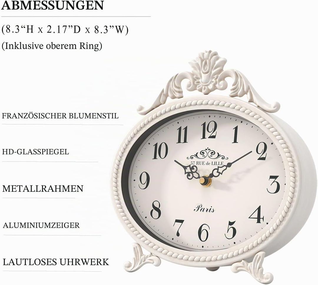 Abdurey Vintage-Tischuhr auf Ständer, Schreibtisch und Regal, dekorative Uhr, französischer rustikal