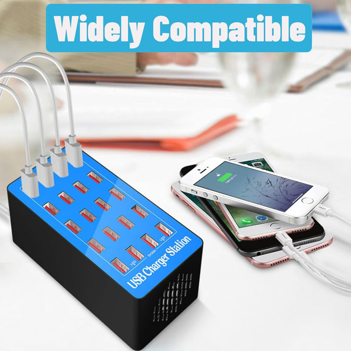 Bewinner USB Ladegerät Mehrfach 20 Ports, 100 W Schnellladegerät 5 V 20 A Schnellladung 20 Anschlüss