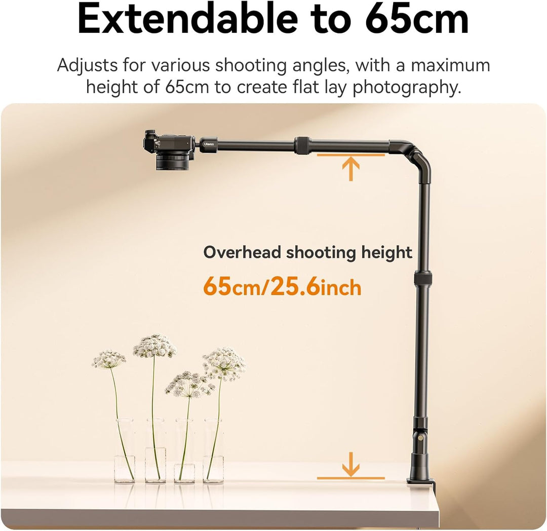 ULANZI Kamera Tischhalterung, ZJ02 98cm Kamera Tischstativ mit Flexibler Arm & 1/4" Kugelkopf für Ka