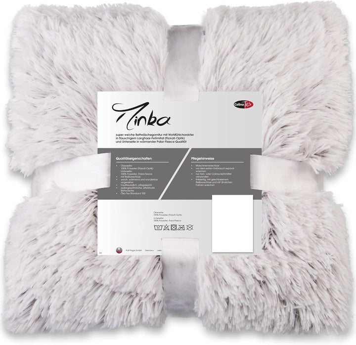 CelinaTex Minka Bettwäsche 155 x 220 cm 2teilig Longhair Felloptik Bettbezug Creme weiss braun 155 x