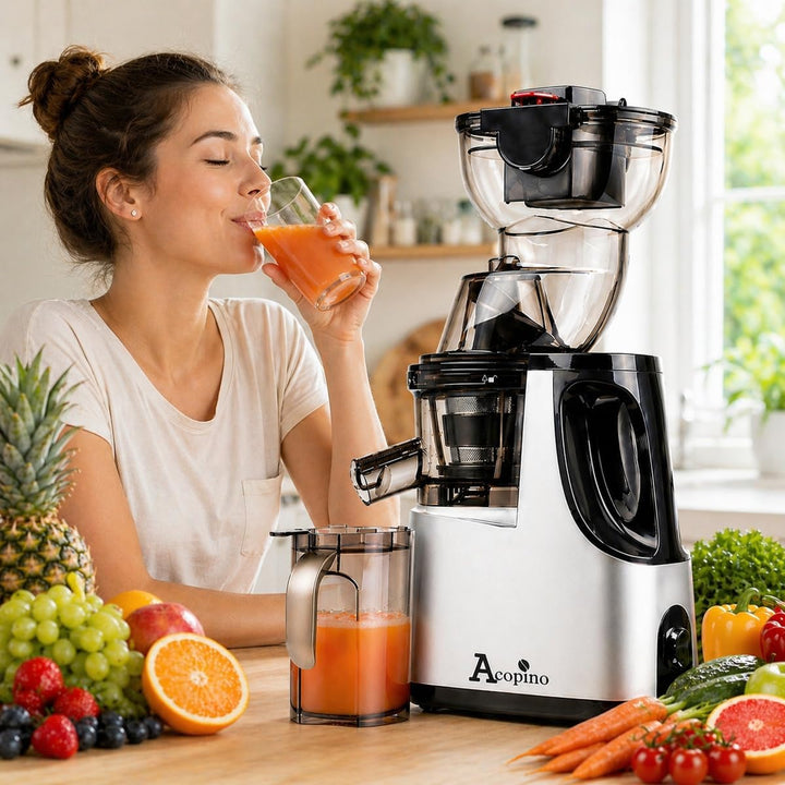 Acopino Delikato Entsafter – Slow Juicer mit leiser Technologie, schonende Saftherstellung für Obst