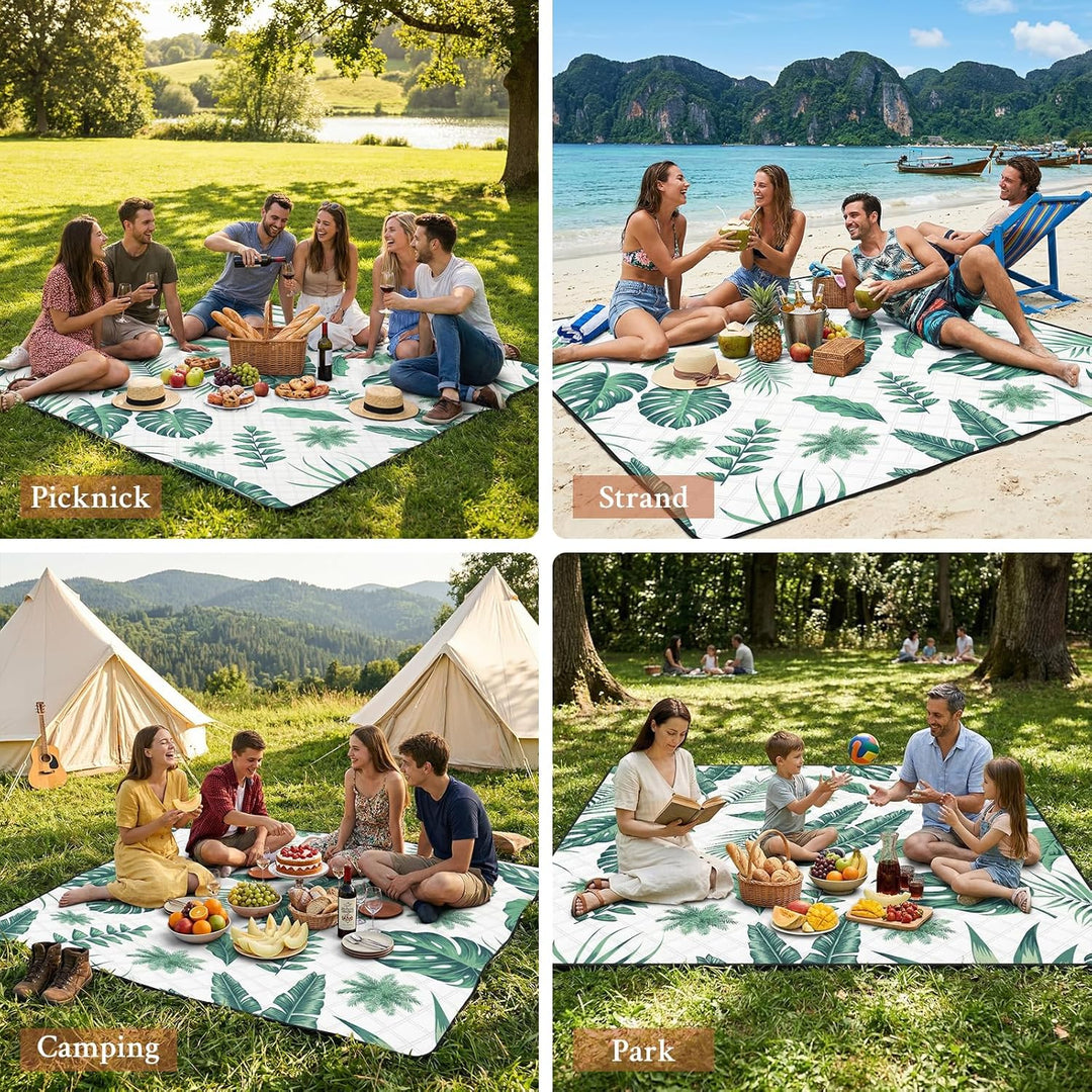 TXBOBECO Picknickdecke 200x200cm XXL, Stranddecke Wasserdicht Sandfrei, Outdoor Camping Decke mit Tr