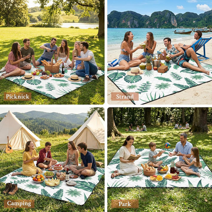TXBOBECO Picknickdecke 200x200cm XXL, Stranddecke Wasserdicht Sandfrei, Outdoor Camping Decke mit Tr