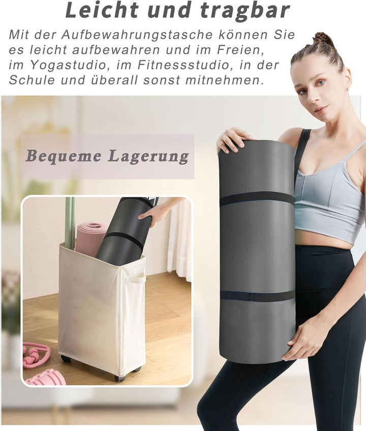 NBR Yogamatte 195×61cm 20mm Dicke Fitness Matte Gymnastikmatte für Pilates Gym Workout Zuhause mit T