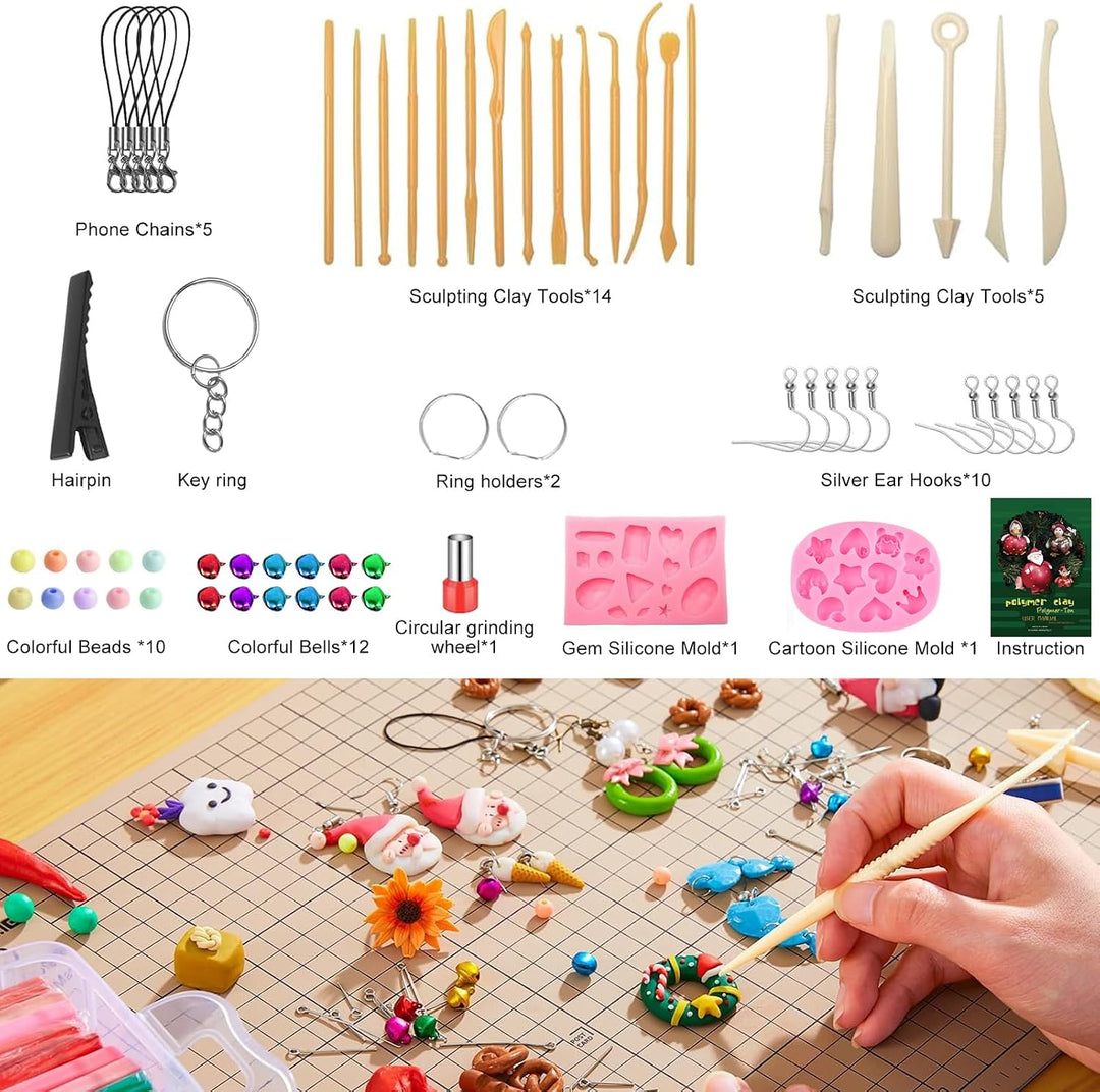 Polymer Clay Set,62 Colours DIY Modelling Clay Oven Baking Clay Kit,20 g/Block Soft Modeling Clay Ki