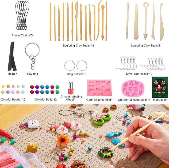 Polymer Clay Set,62 Colours DIY Modelling Clay Oven Baking Clay Kit,20 g/Block Soft Modeling Clay Ki