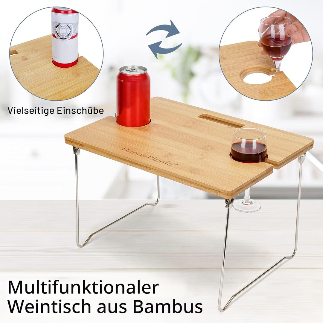 Weidenkorb Picknickkorb für 2 Personen Picknickset, Weidenkorb Service Geschenkset mit Bambus Weinti