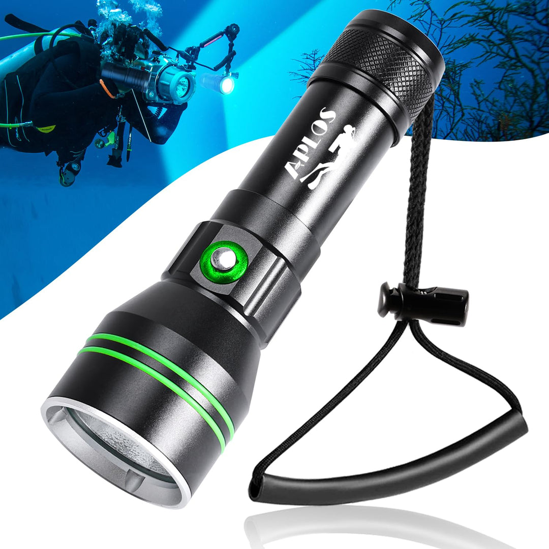 APLOS AP50 Tauchen Taschenlampe 5000 Lumens, Superhelle Professionelle Tauchlampe, IPX8 Wasserdicht