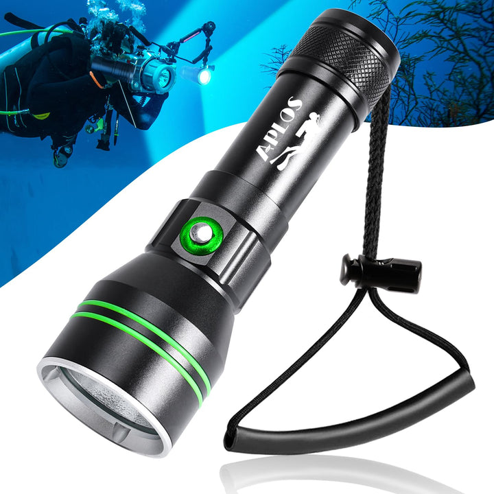 APLOS AP50 Tauchen Taschenlampe 5000 Lumens, Superhelle Professionelle Tauchlampe, IPX8 Wasserdicht