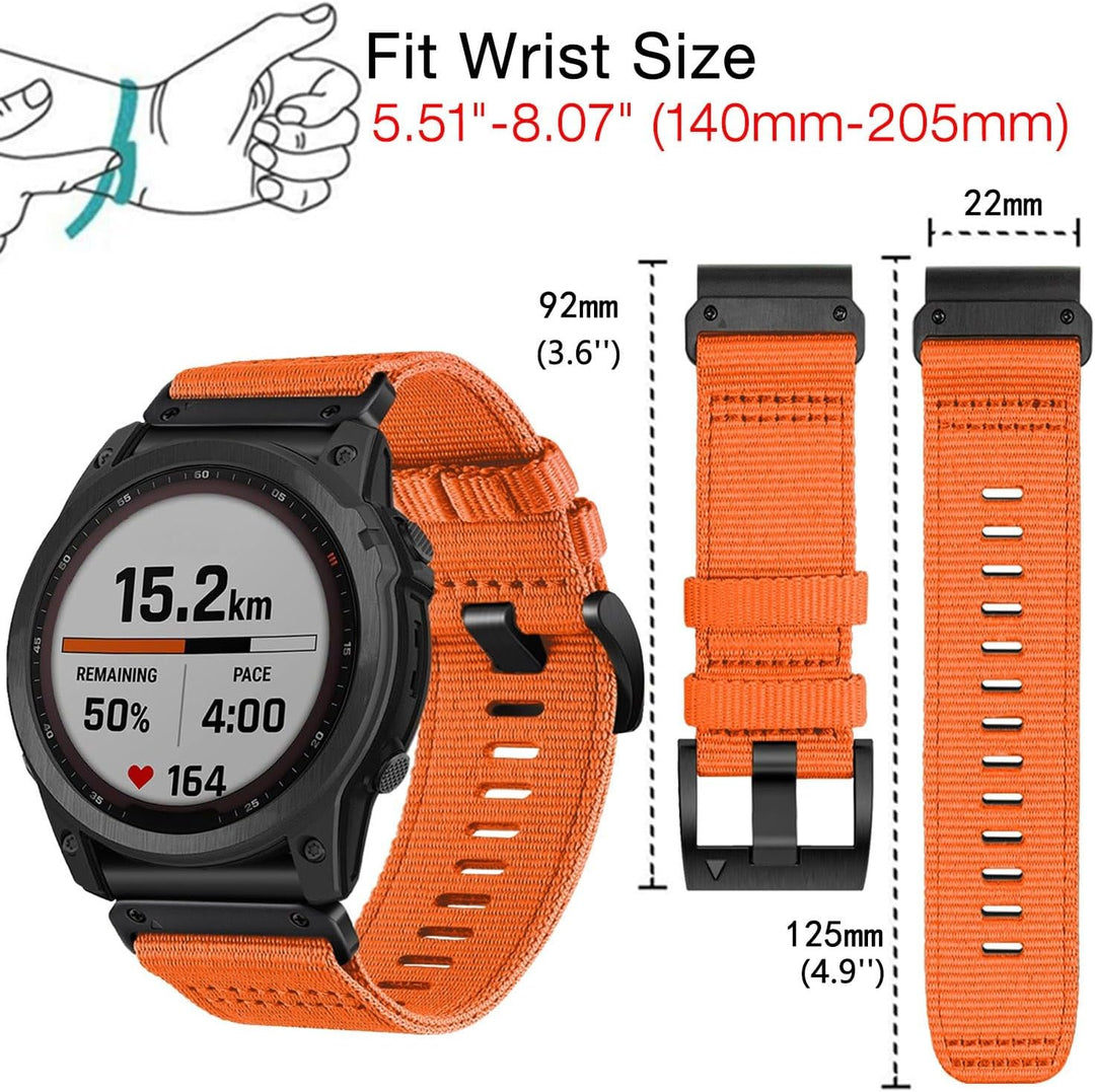 YOOSIDE Nylon Armband für Garmin Fenix 8 47mm / epix Pro 47mm / Fenix 7/6/5, Verbessert Quick Fit 22