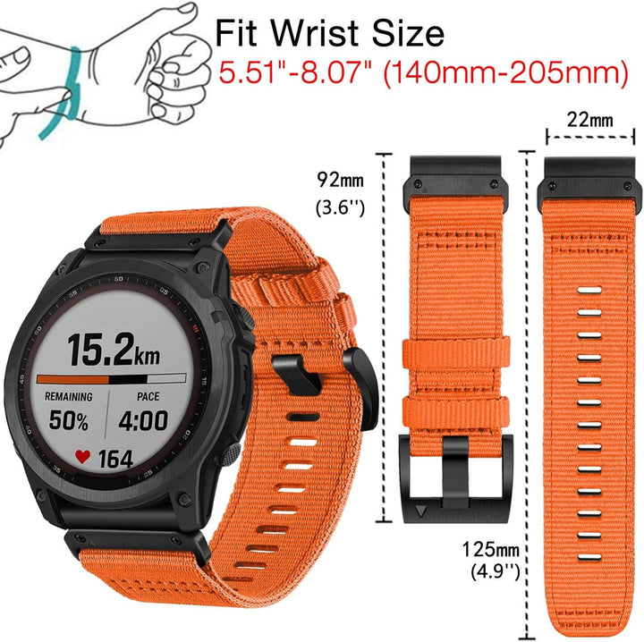 YOOSIDE Nylon Armband für Garmin Fenix 8 47mm / epix Pro 47mm / Fenix 7/6/5, Verbessert Quick Fit 22