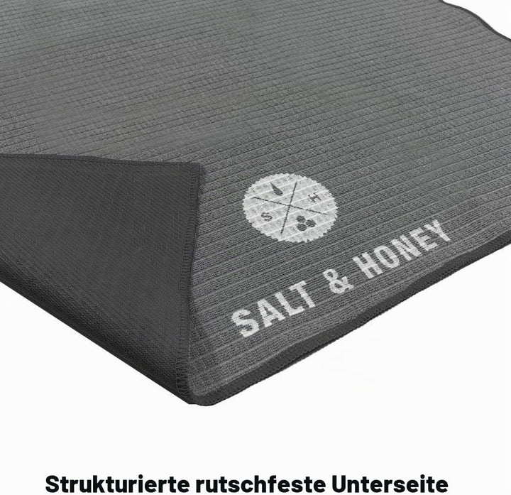 Salt & Honey Rutschfestes Pilates Reformer Matte Handtuch (schwarz), Schwarz
