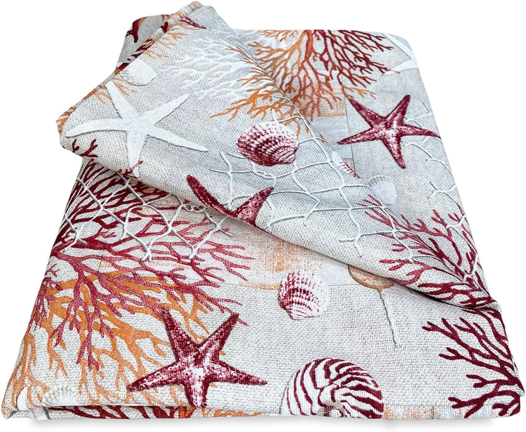Tex Family Tagesdecke Gran Foulard Tagesdecke Sofaüberwurf Stoff Dory Meer Meer Korallen rot - Einze