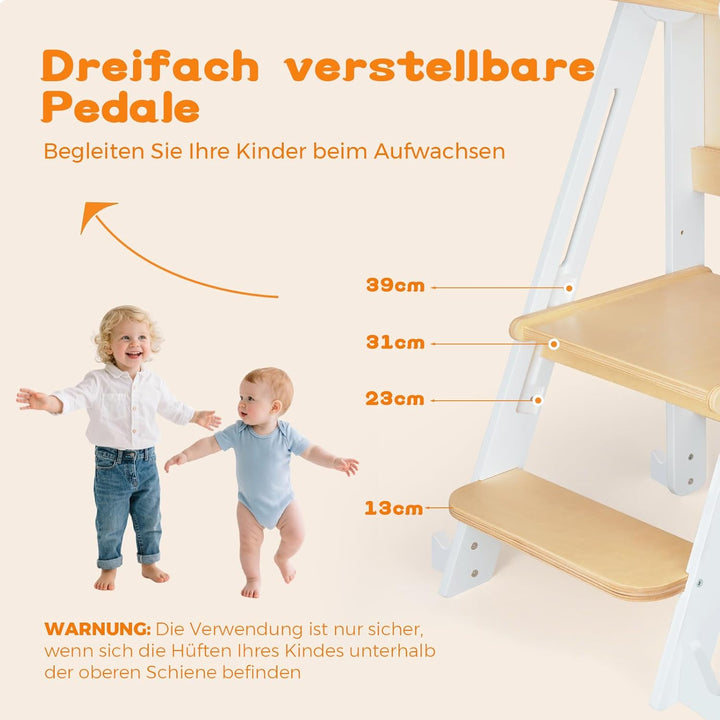 Lernturm Klappbar, Montessori Learning Tower, Multifunktionaler Lernturm ab 1 Jahr klappbar, Platzsp