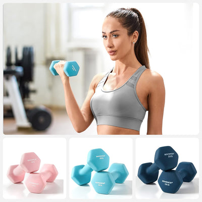 SONGMICS Hantel-Set, 3 Paar, 2 x 1 kg, 2 x 2 kg, 2 x 3 kg, Aufbewahrung, Fitnessstudio, Krafttrainin