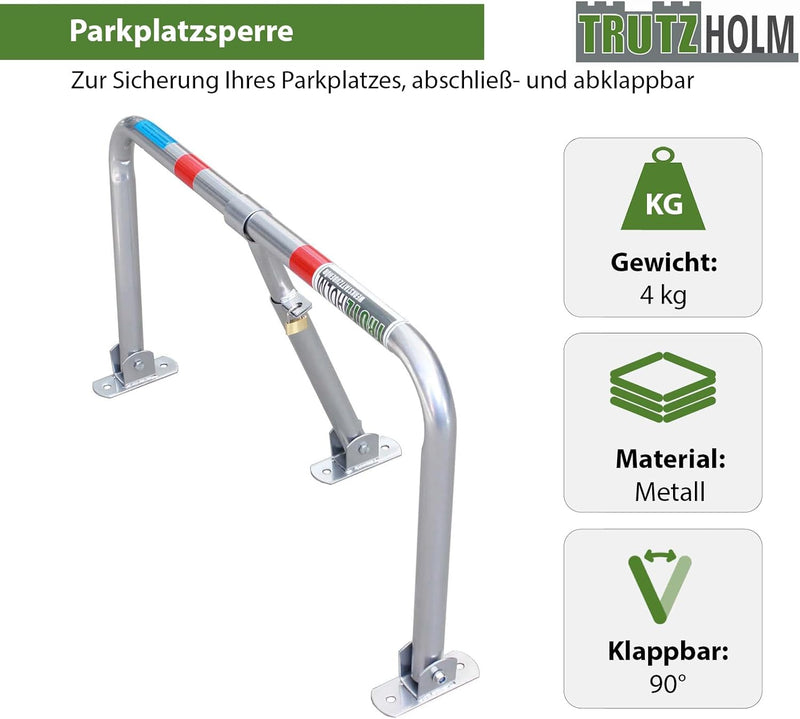 TrutzHolm® Profi Parkplatzsperre Parkplatzbügel Sperrbügel Parkplatzblockierer klappbar umlegbar Par