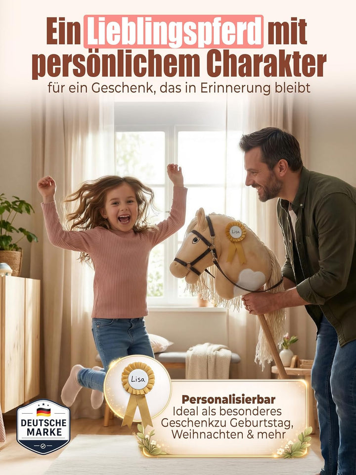 Hobby Horse Steckenpferd – Handgefertigtes Stockpferd für Kinder 4–12Jahre - Realistisches Hobby Hor