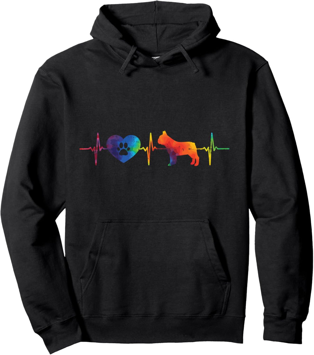 Heartbeat French Bulldog Tie Dye Frenchie Hippie Dog Gift Pullover Hoodie