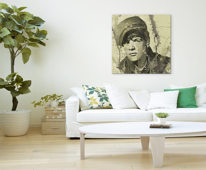 Marlon_Brando_V_60x60cm Splash Art Paul Sinus Aquarell, Gemälde, Kunstbild auf Leinwand