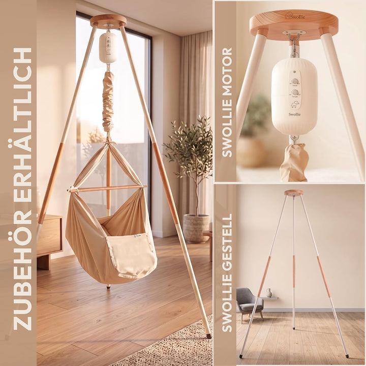 Premium Federwiege beige | für Babys ab Geburt bis 15 Kg | Bio-Baumwolle