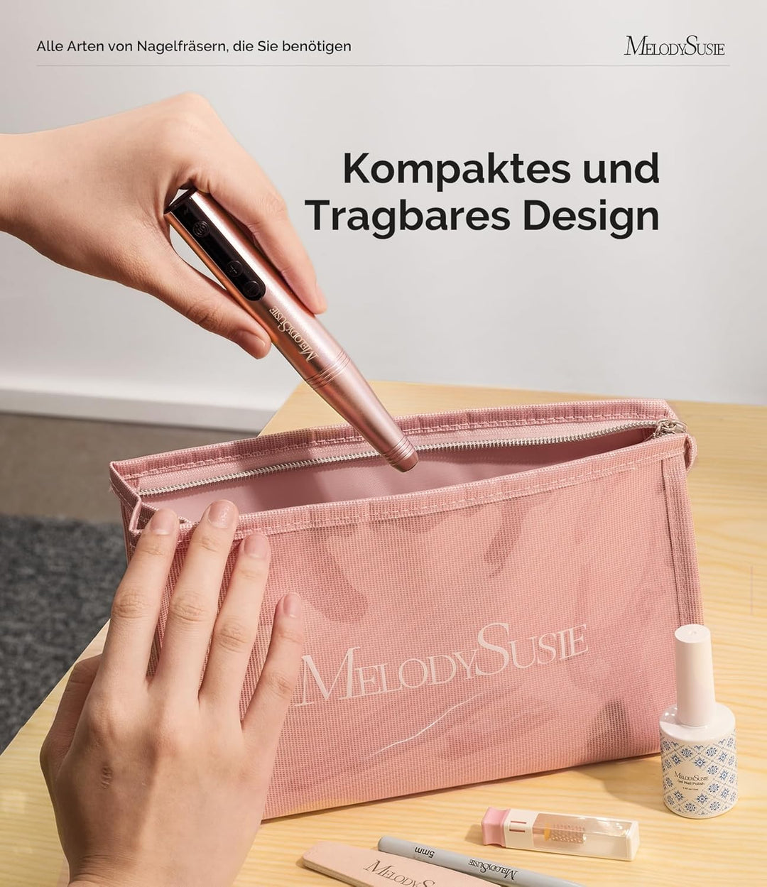 MelodySusie Kabellose Elektrische Nagelfräser 11 in 1 Kit, PC180F 25000RPM Tragbare Nagelfeile Set f