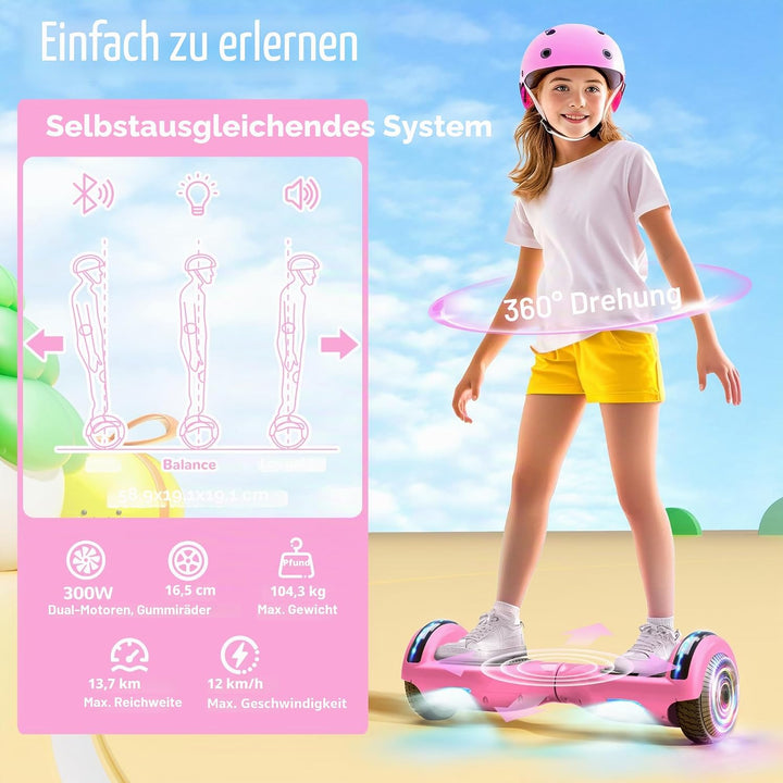 SISIGAD Hoverboard, Auto-équilibré Gyropode électrique 6.5 Pouce Hoverboard Hover Scooter Board avec