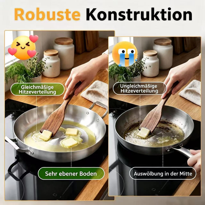 Inqibee Paella Pfanne 30 cm mit Deckel, Edelstahl Paellapfannen, Edelstahlpfanne Unbeschichtet, Stai