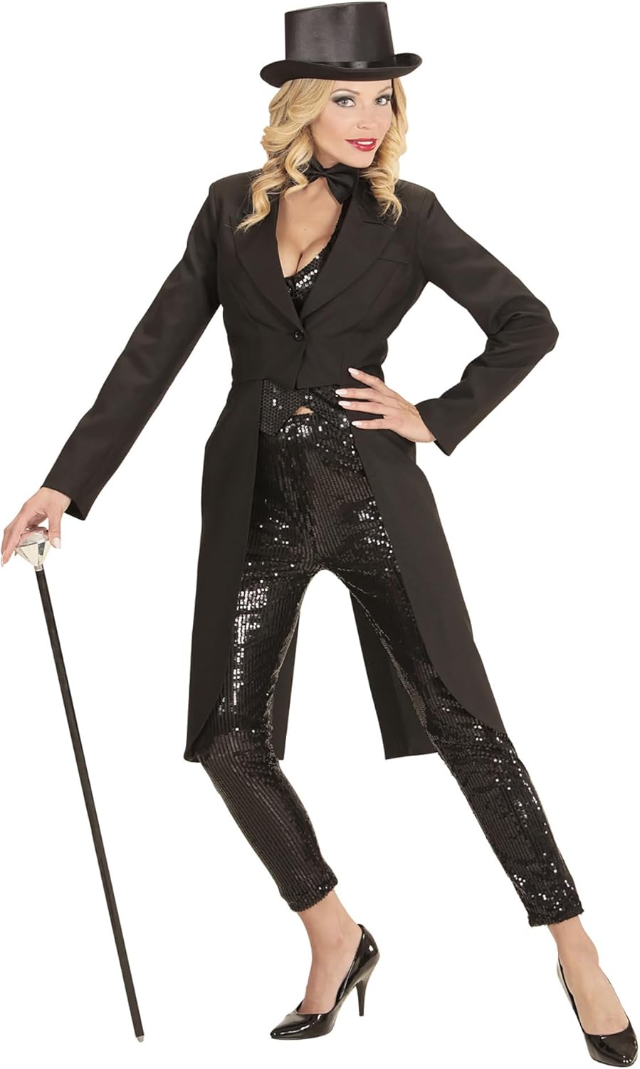 Widmann - Kostüm Frack Damen, Showgirl, Karneval, Mottoparty Schwarz S, Schwarz S