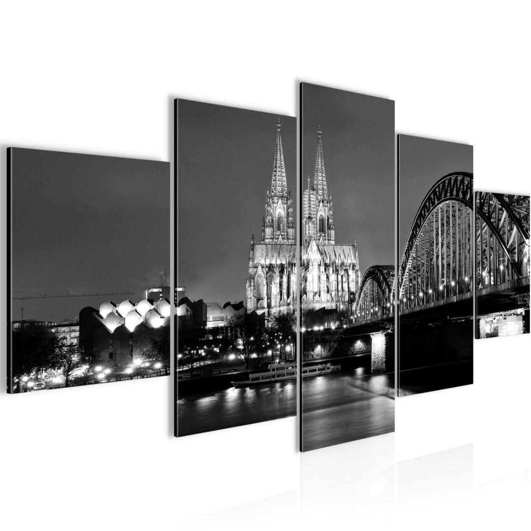 Runa Art Wandbilder Köln 5 Teilig Bild auf Vlies Leinwand Deko Wohnzimmer Schlafzimmer Skyline Schwa