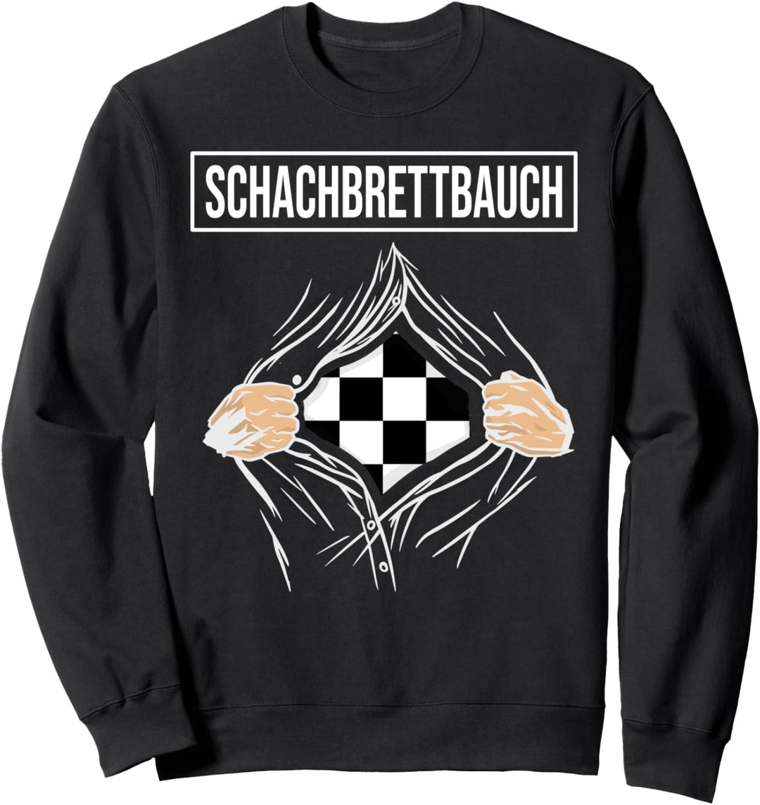 Schachbrettbauch Waschbrettbauch Schachspieler Schachbrett Sweatshirt
