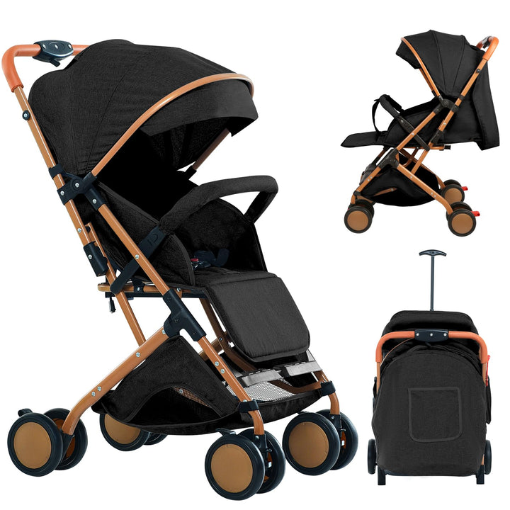 Ultrakompakter Kinderwagen von 0 bis 6 Jahren, Reisekinderwagen mit 5-Punkt-Sicherheitsgurt, Aufbewa