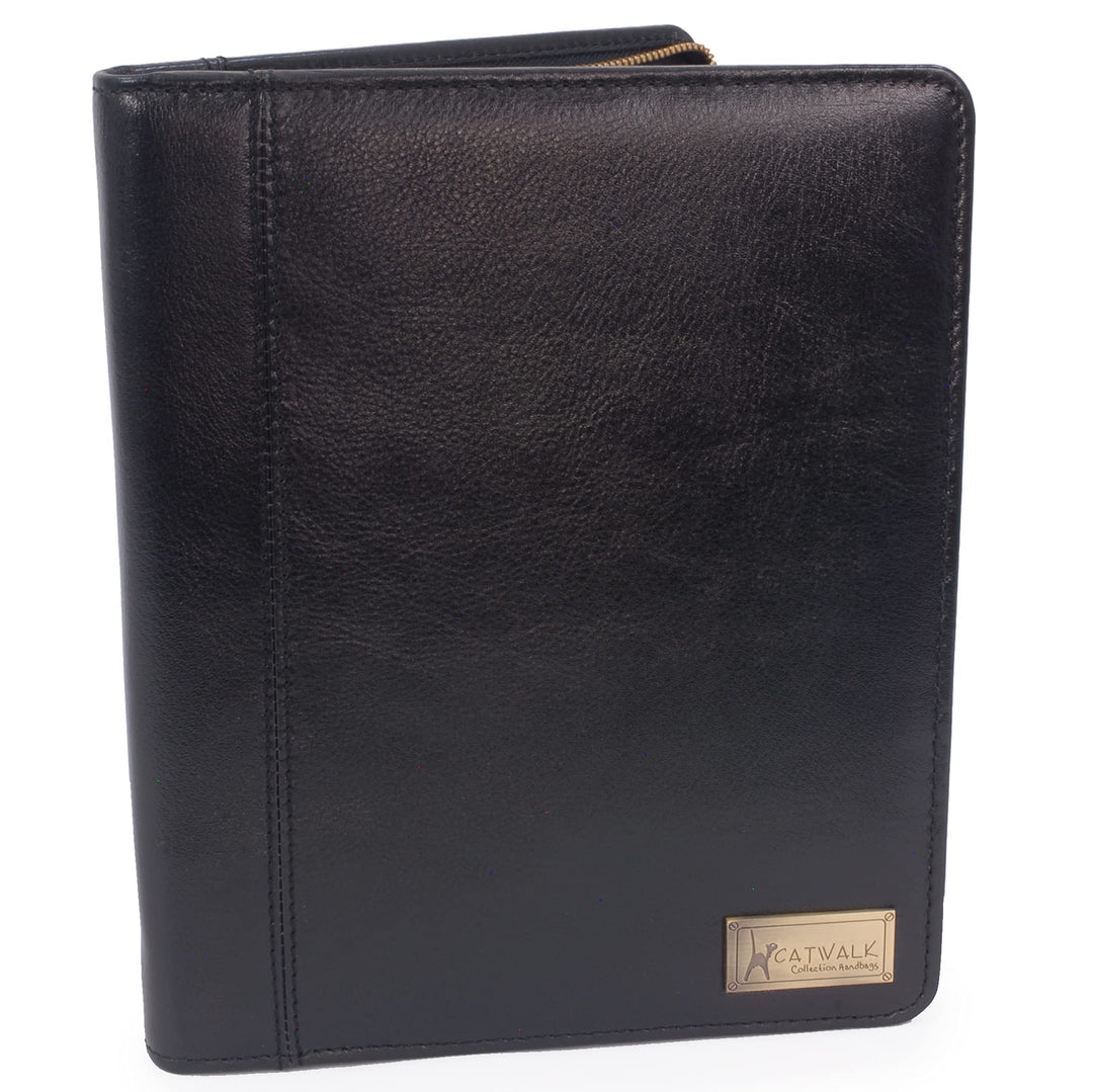 Catwalk Collection Handbags - Vintage Leder - A5 Reissverschluss Konferenzmappe Schreibmappe - Angel