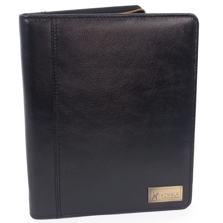 Catwalk Collection Handbags - Vintage Leder - A5 Reissverschluss Konferenzmappe Schreibmappe - Angel