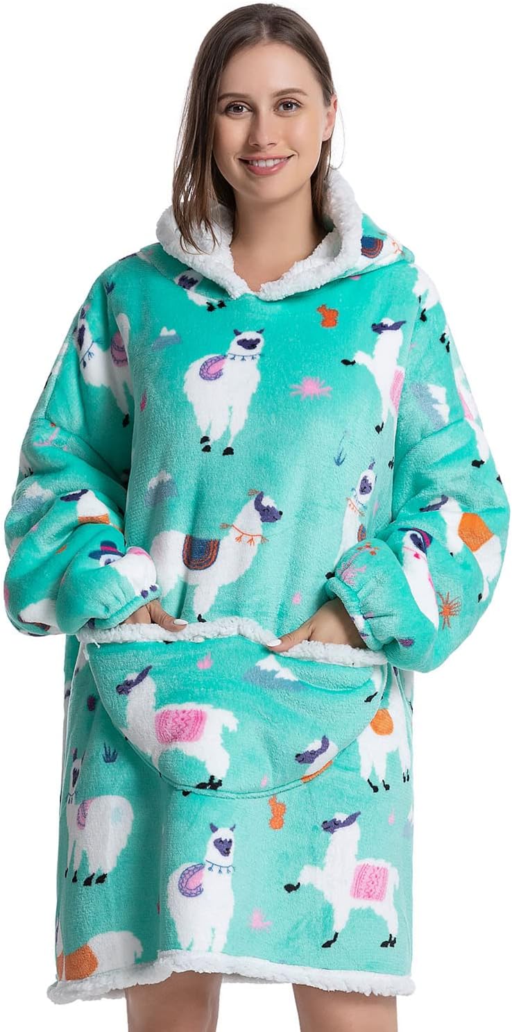 Wenlia Übergrosse Hoodie Sweatshirt für Erwachsene, Kinder, Kleinkinder, Sherpa Decke Sweatshirt Fla