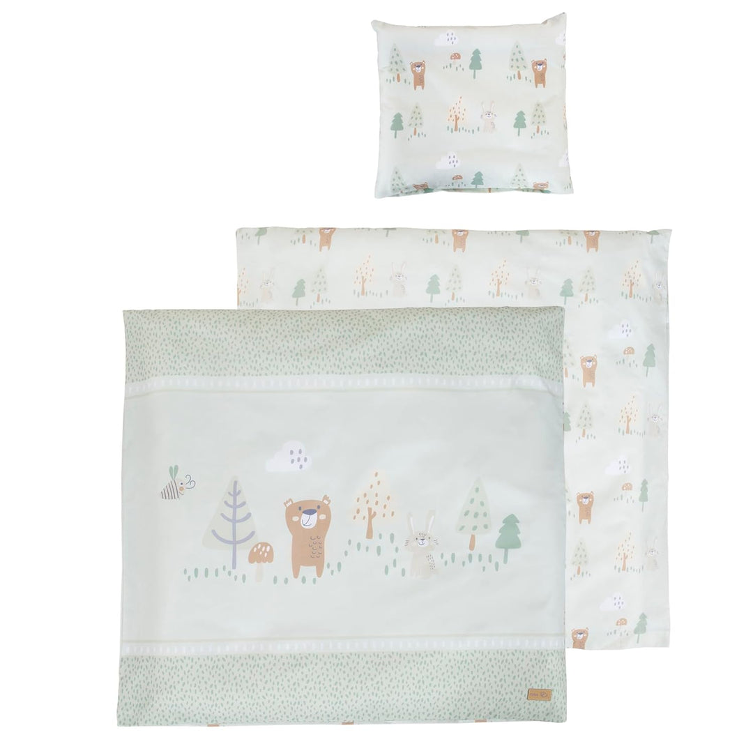 roba Wiegenbettwäsche Woodland Buddies aus Baumwolle - Bezug für Bettdecke 80 x 80 cm + Kopfkissen 3