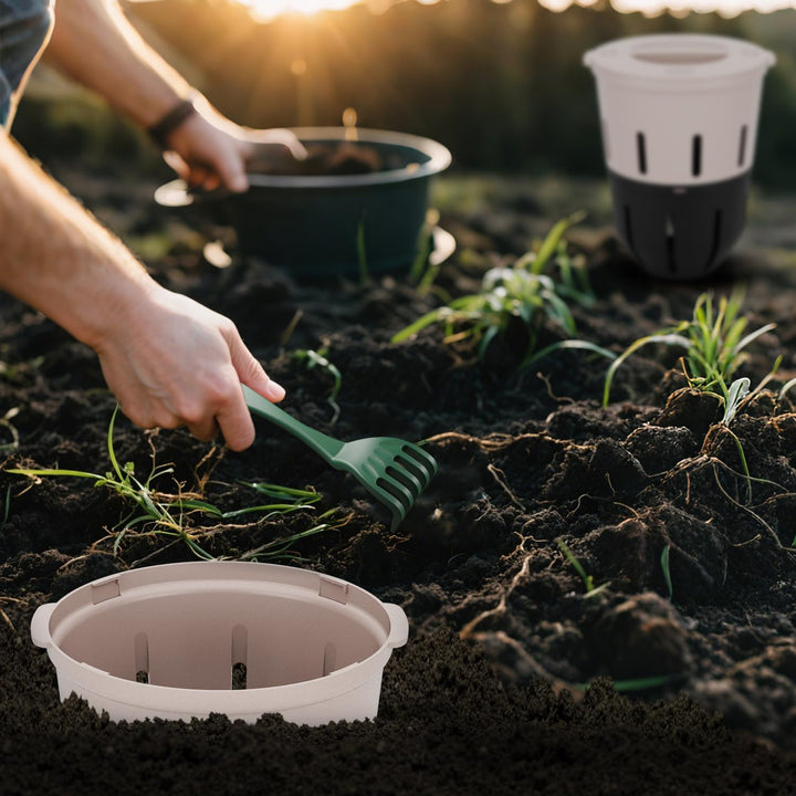12,5 L Unterirdischer Wurmkomposter – 4er Pack Beetkomposter für Garten | Geruchsarme Belüftung, tie