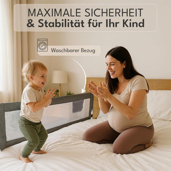 NooMii Rausfallschutz – faltbares Bettgitter 150×35×48,5 cm, Bettumrandung für Babybett, Kinderbett