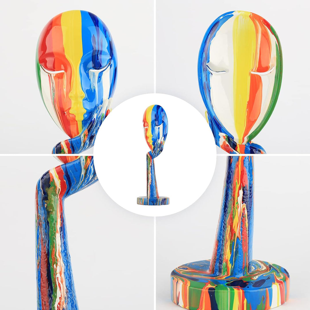 Bunte weibliche Gesichts-Kunst Statue Denker Dame Skulptur Abstrakte Figur Handwerk Dekoration Home