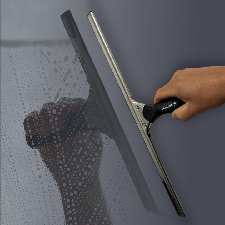 FenWi Fensterabzieher in 45cm Breite/Duschabzieher/breiter Abzieher mit Edelstahl-Abziehschiene für