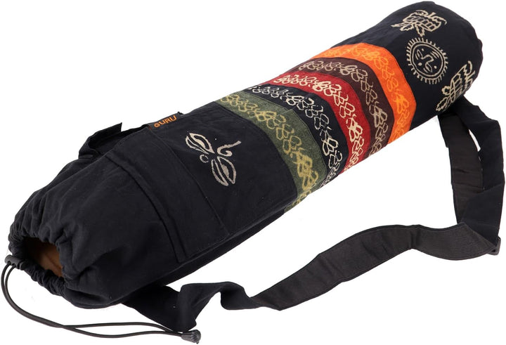 GURU SHOP Boho Yogamatten-Tasche, Batik Yogatasche aus Nepal - Grün, Herren/Damen, Baumwolle, 70x23x