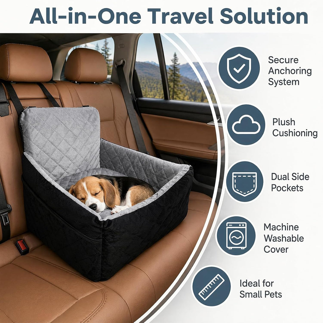 Hunde Autositz, Plüsch Hundesitz Auto für kleine Hunde bis zu 9 kg, Hundebox Auto mit Aufbewahrungst