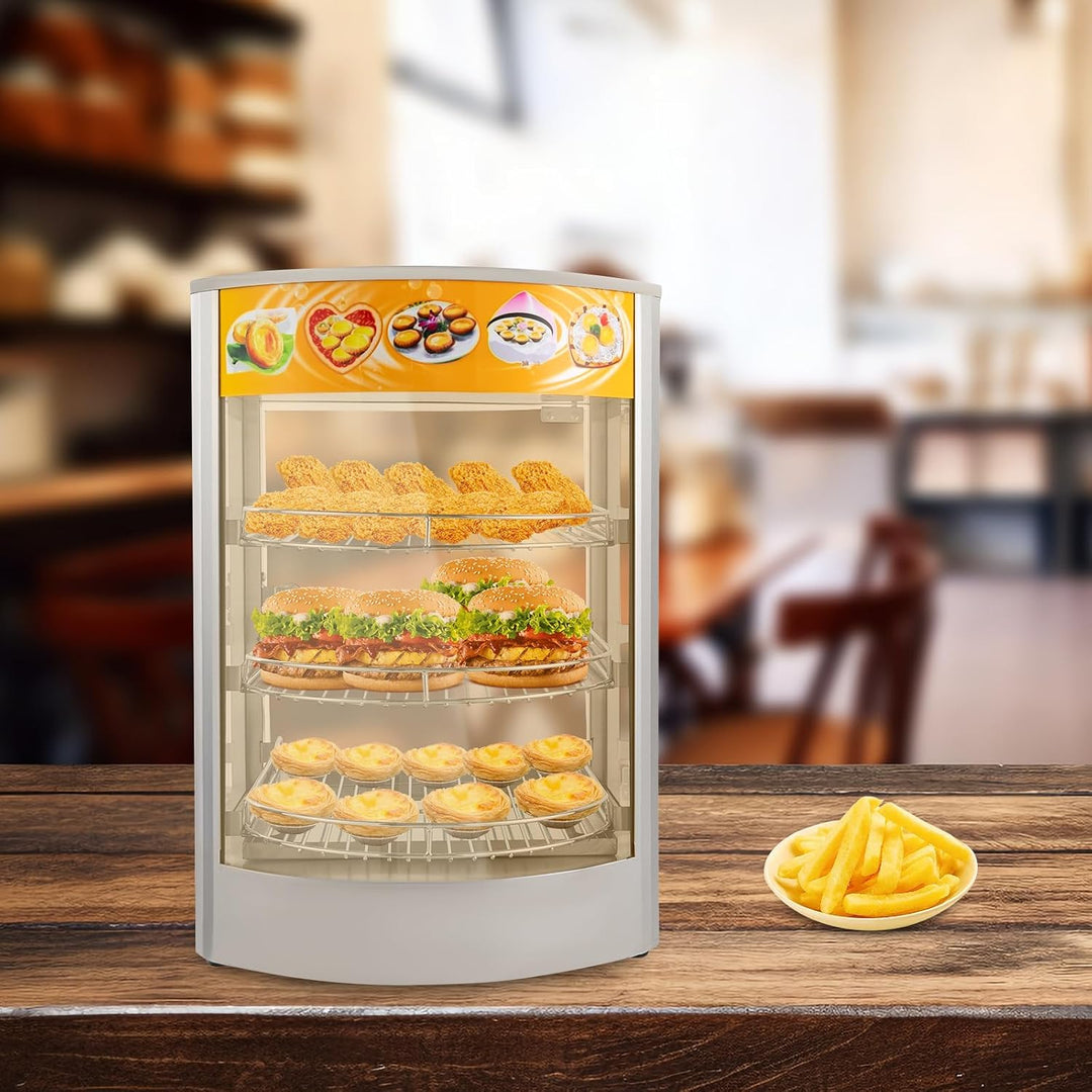 Speisenwärmeschrank 800W 3-Etagen Einstellbare Warmhaltevitrine Kommerzieller Speisenwärmer Wärmesch