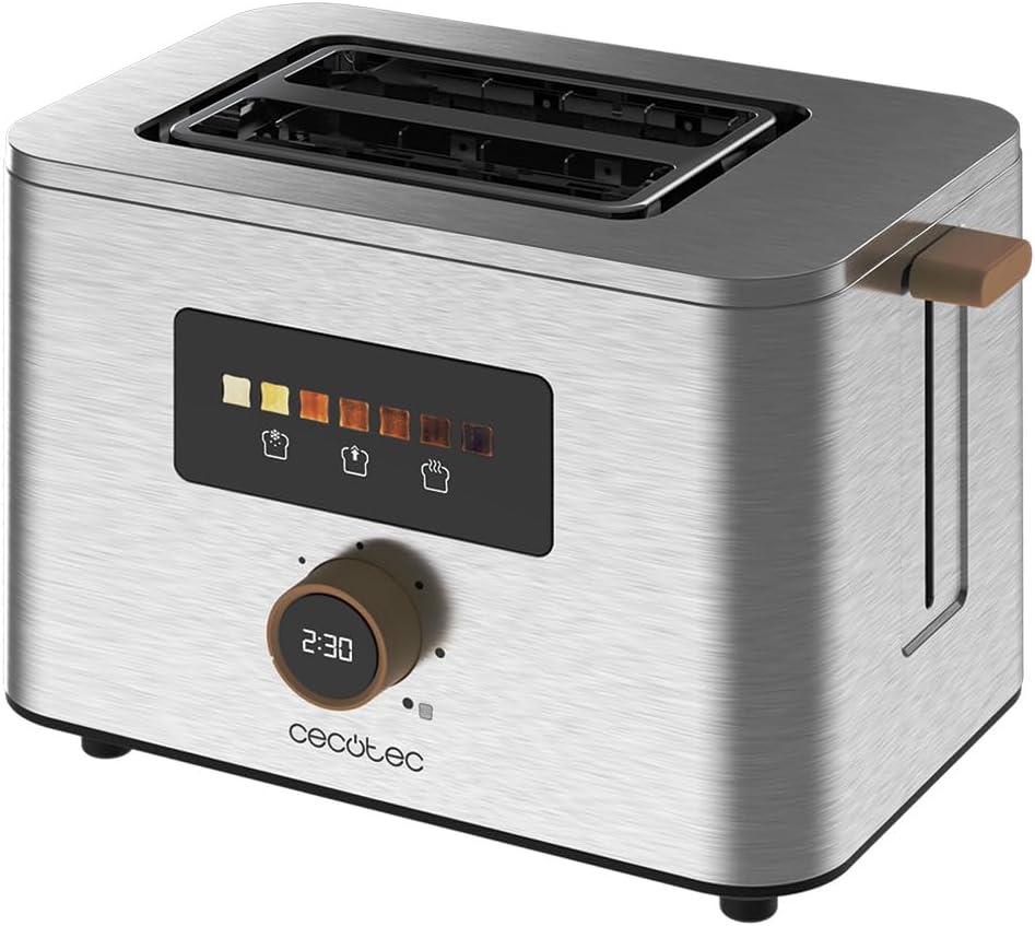 Cecotec Vertikaler Toaster mit 2 Kurzschlitzen Touch&Toast Double, 950 W, 2 Scheiben Brot, Extra bre